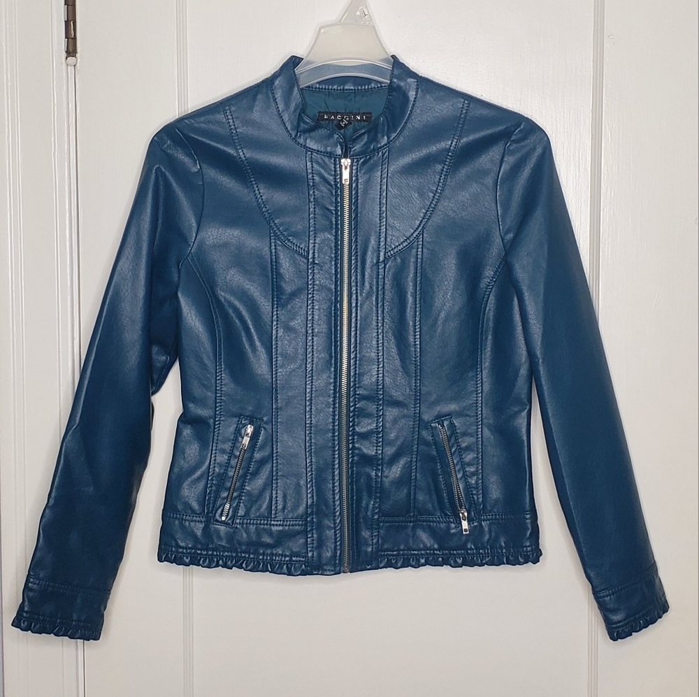 Teal Faux Leather Jacket